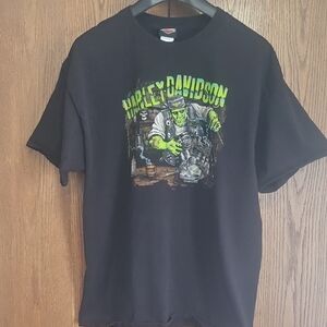 Harley-Davidson Black and Green Graphic Tee
